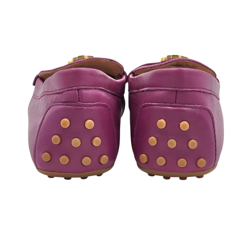 Lauren Ralph Lauren Barnsbury Driving Loafers Women 9 Plum Gold LRL Logo Leather - Picture 6 of 12